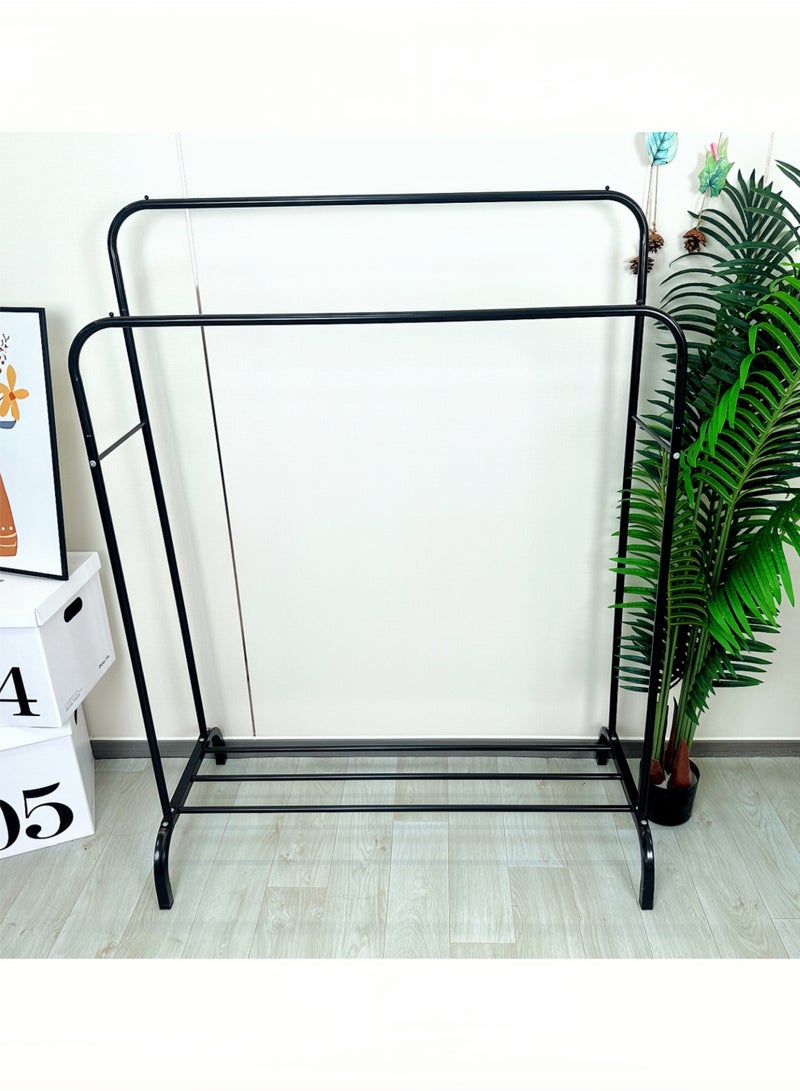 Noon East Metal Clothes Hanger Organizer and Clothes Stand with Wheels - Black 146x110x55 cm - Image 2