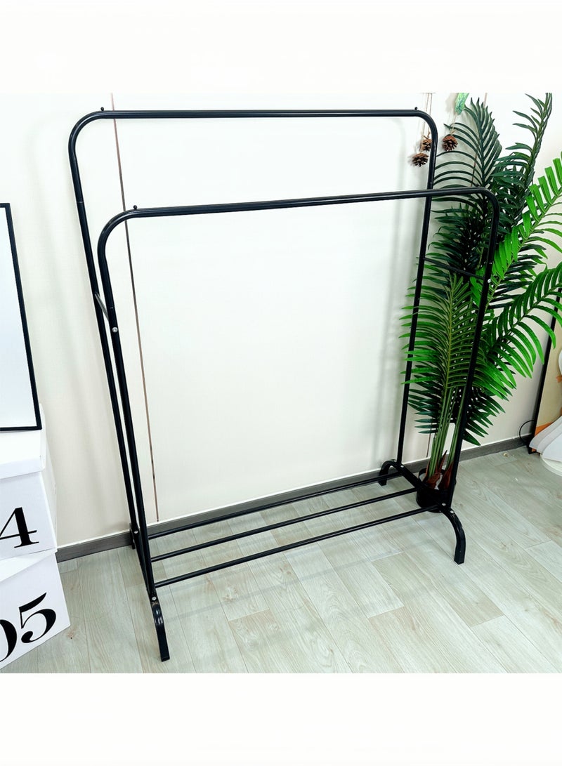 Noon East Metal Clothes Hanger Organizer and Clothes Stand with Wheels - Black 146x110x55 cm - Image 3
