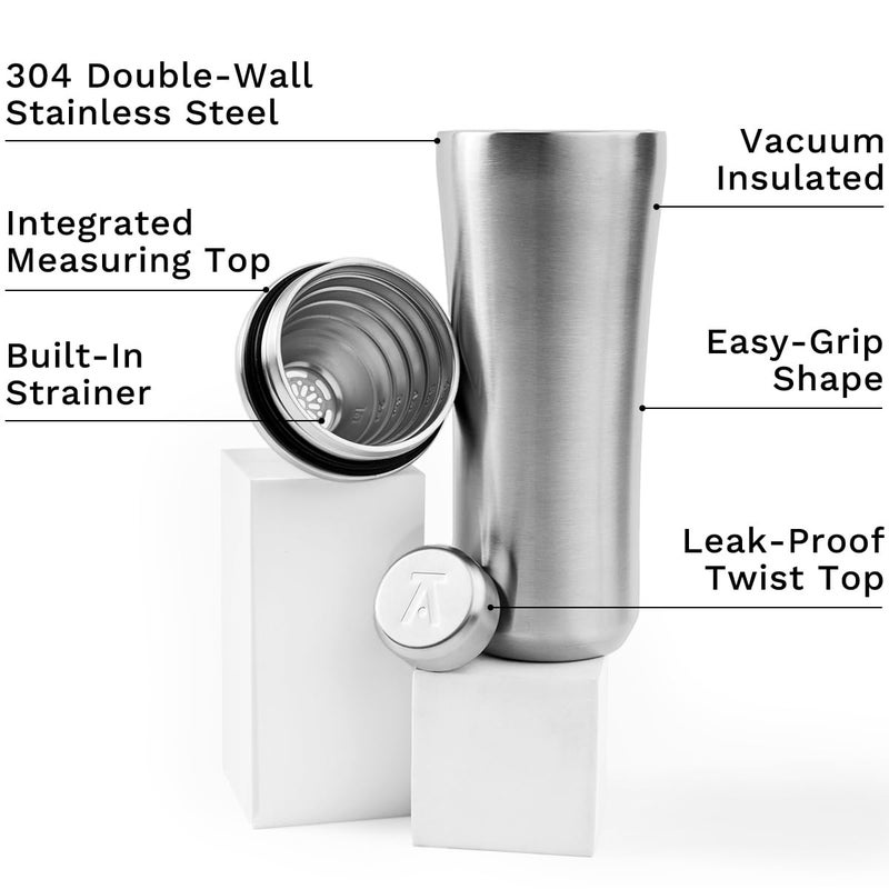 Elevated Craft Hybrid Cocktail Shaker - Premium Vacuum Insulated Stainless Steel Cocktail Shaker - Innovative Measuring System - Martini Shaker for the Home Bartender - 28oz Total Volume - Image 2