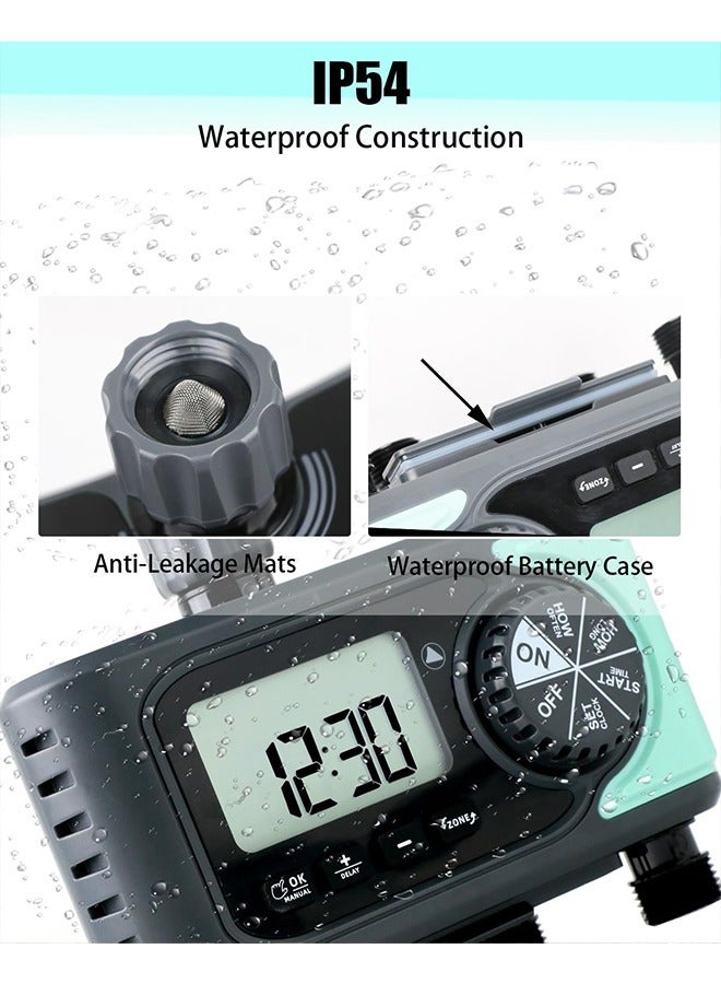 مؤقت مياه 4 مناطق لخرطوم الحديقة - مؤقتات خرطوم لـ 4 مآخذ لري الأراضي مع تأخير للمطر / يدوي / نظام تحكم ري محدد زمنياً آلي - Image 2