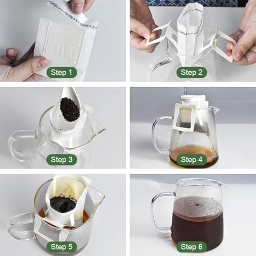 ZEBROC 100 Pieces Portable Coffee/tea Filter Paper Bag Hanging Ear Drip Coffee Tea Bag Single Serve Disposable Pour Over Drip Coffee Filter Bag Perfect for Travel, Camping, Home (100, Drip Coffee Bag) - Image 2
