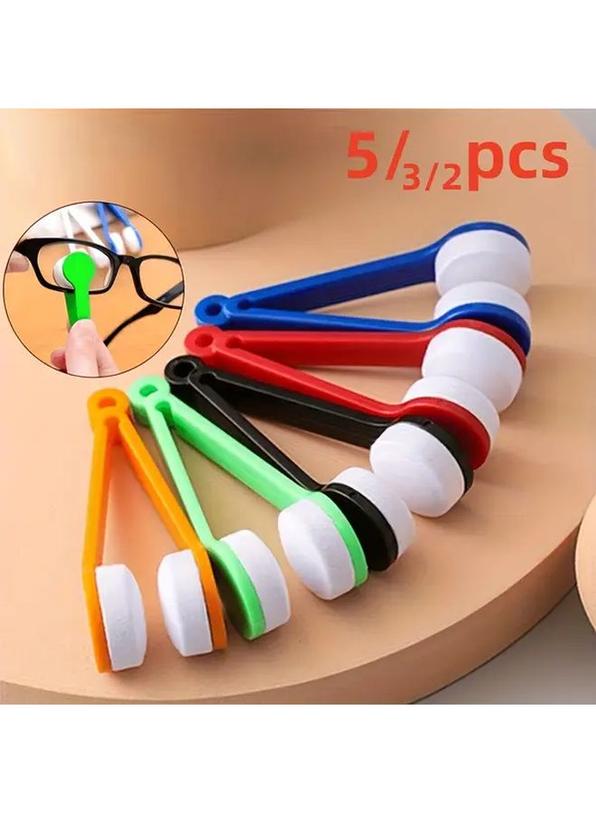 5pcs Portable Eyewear Cleaning Set Travel Microfiber Cloth Double Sided Brush Keep Glasses Spotless - Image 1
