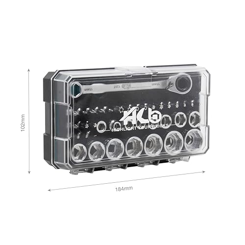 HB 39-Piece Socket Set AGM025-U | Pass-Thru Low-Profile 120-Tooth Ratchet with Patented Non-Slip Sockets for Rounded or Standard Bolts | TORX Bits Chrome Vanadium Steel Portable EVA Case Taiwan Made - Image 2