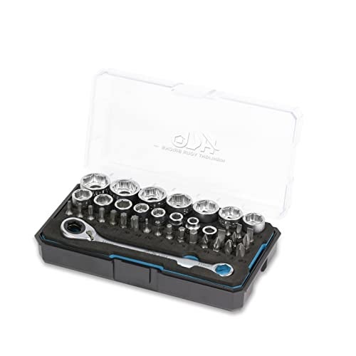 HB 39-Piece Socket Set AGM025-U | Pass-Thru Low-Profile 120-Tooth Ratchet with Patented Non-Slip Sockets for Rounded or Standard Bolts | TORX Bits Chrome Vanadium Steel Portable EVA Case Taiwan Made - Image 1