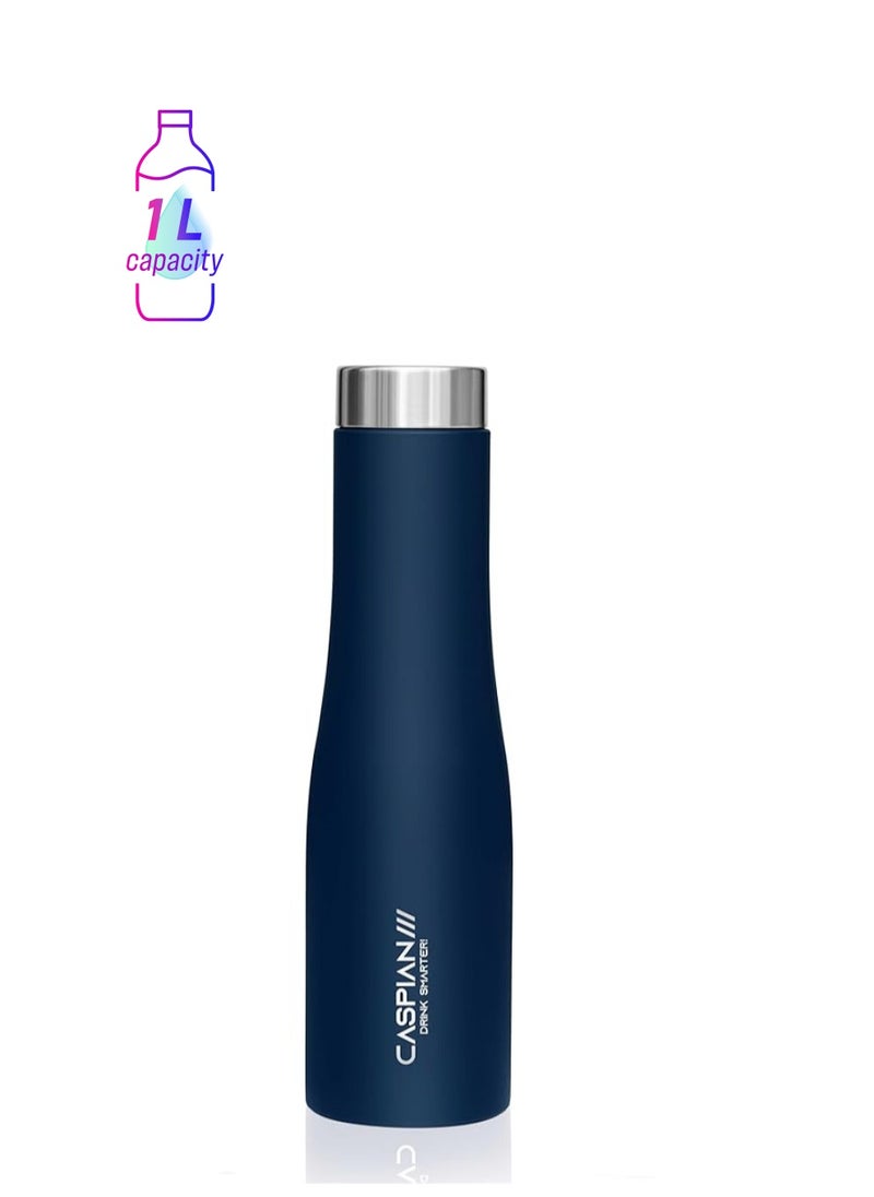 Atlasware CASPIAN /// Aqua Stainless Steel Water Bottle (Blue, 1 Litre)| Leak Proof Thunder for Fridge Home Office Travel School Kids Boys Girls Adults Sports Gym Yoga  - Image 1