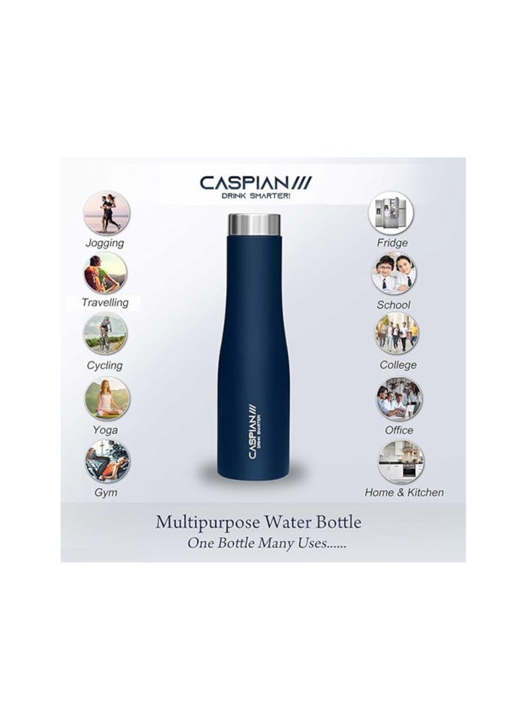 Atlasware CASPIAN /// Aqua Stainless Steel Water Bottle (Blue, 1 Litre)| Leak Proof Thunder for Fridge Home Office Travel School Kids Boys Girls Adults Sports Gym Yoga  - Image 2