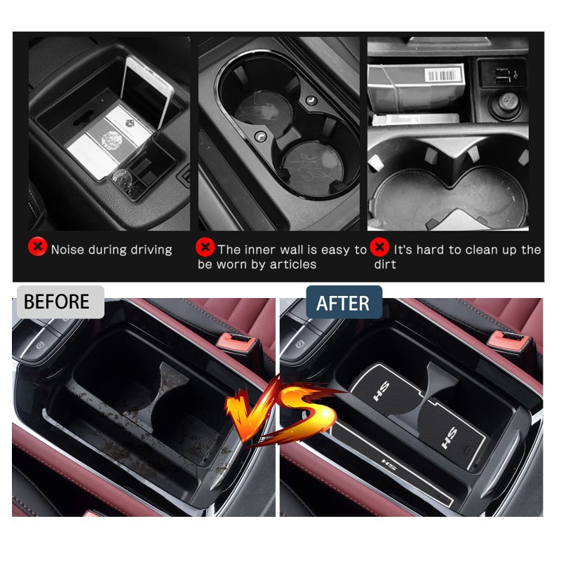 Generic Ruiya Compatible with MG HS/EHS EV/HS Plug-in Hybrid 2018-2024 Car Rubber Mats, Car Mats Door Slot Mat Car Armrest Drink Holder Mat Centre Console Non-Slip Mats Rubber Mats MG HS Accessories - Image 2