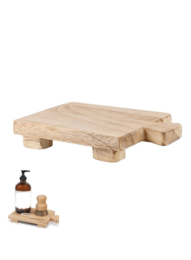 SYOSI قاعدة خشبية حامل صابون خشبي قاعدة خشبية عميقة لزجاجات النباتات مستحضرات التجميل المناديل الشموع الزينة واقية من الماء حامل خشبي لسطح الطاولة حوض الزينة ديكور منزلي هدية تدفئة منزل ريفية - Image 1