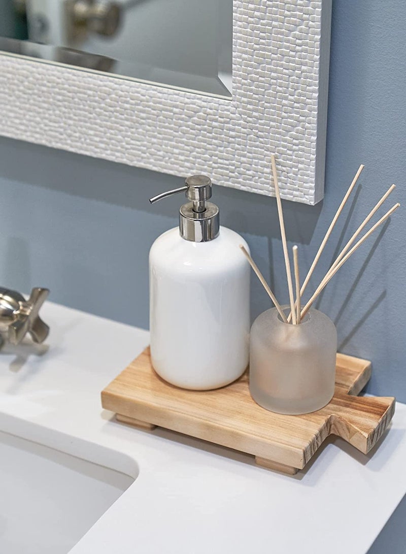 SYOSI قاعدة خشبية حامل صابون خشبي قاعدة خشبية عميقة لزجاجات النباتات مستحضرات التجميل المناديل الشموع الزينة واقية من الماء حامل خشبي لسطح الطاولة حوض الزينة ديكور منزلي هدية تدفئة منزل ريفية - Image 4