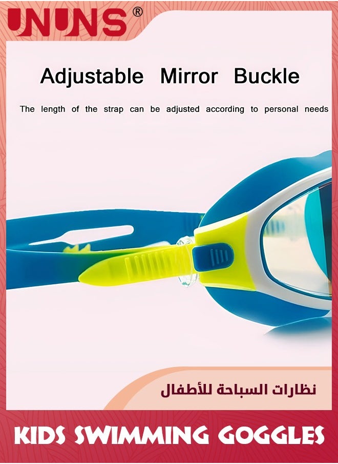 UNUNS Kids Swim Goggles,Unisex Child Swimming Goggles,Wide View Clear Vision Lenses Swim Goggles For Boys Girls 3-14,No-Leak Anti-Fog Anti-UV Soft Silicone Frame Adjustable Strap With Earplugs  - Image 4
