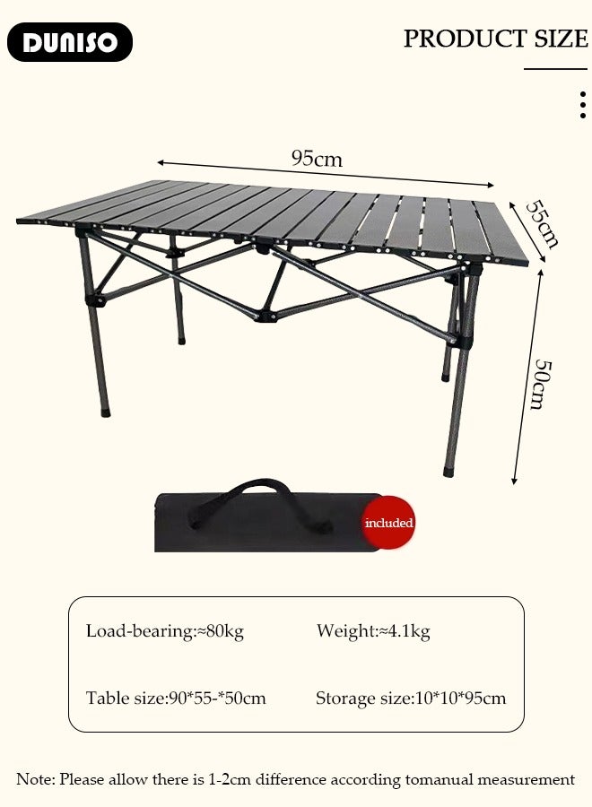 DUNISO طاولة تخييم، طاولة ألومنيوم قابلة للطي مع حقيبة حمل سهلة، طاولة نزهة محمولة في الهواء الطلق، طاولة خفيفة الوزن وقابلة للطي للشاطئ، التخييم، النزهات، الصيد، الشواء، الفناء الخلفي، الحفلات - Image 4