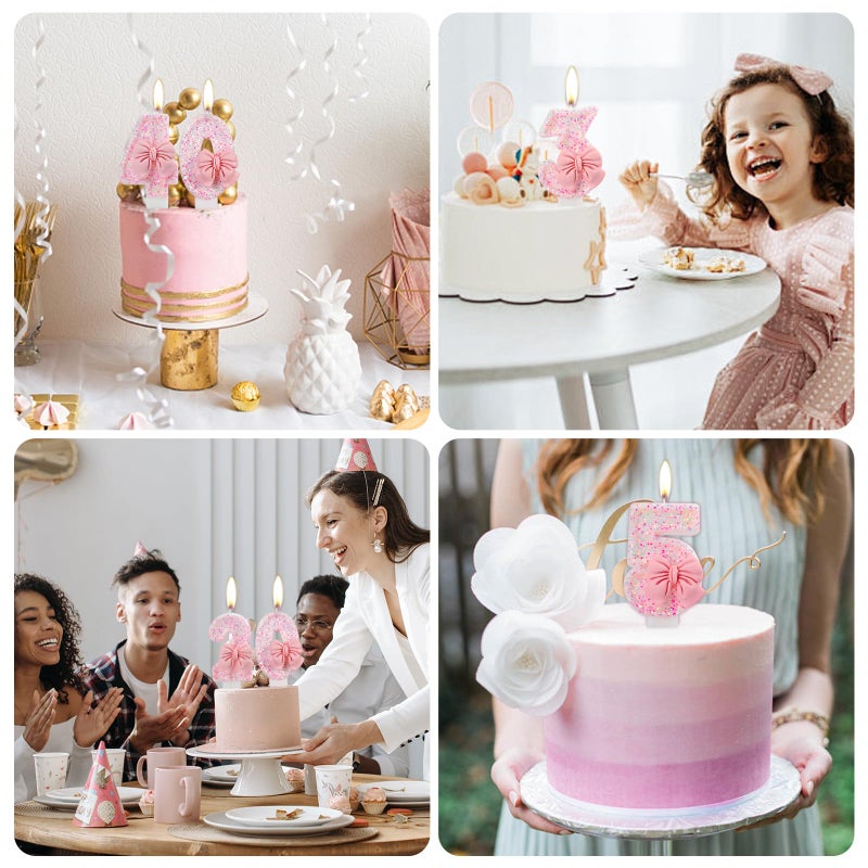 IQMLQV Pink 12 Bow Candle,12 Birthday Candle Girls,12 Candles for 12th Birthday Cake,Pink Bow Birthday Decoration for Party Supplies - Image 4