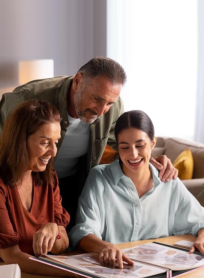 erorex Large Photo Album Scrapbook With Window Linen Self Adhesive Scrap Book Wedding Anniversary Birthday Valentines Day 28Cm X 27Cm 40 Blank Pages Memory Book With 1Pcs Pen Pink - Image 5