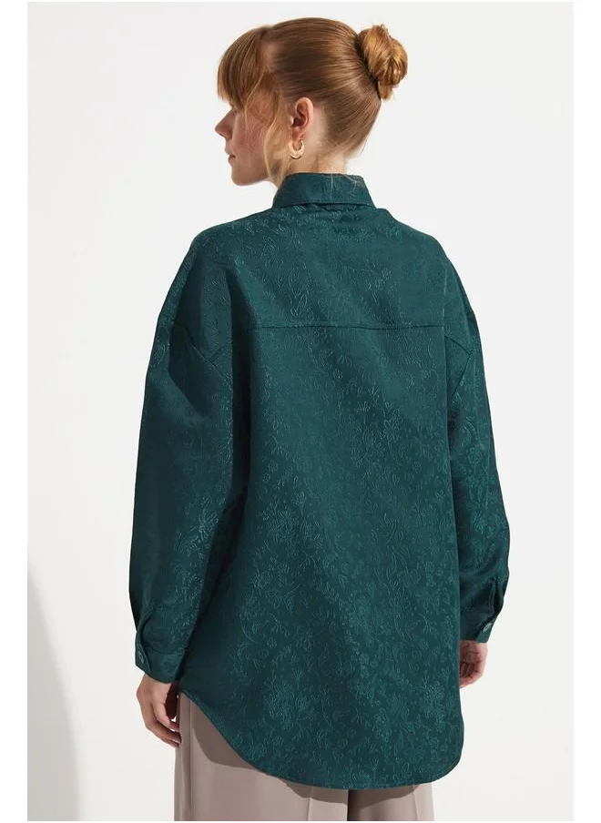 JUNE June Exclusive Self Patterned Jacket Teal