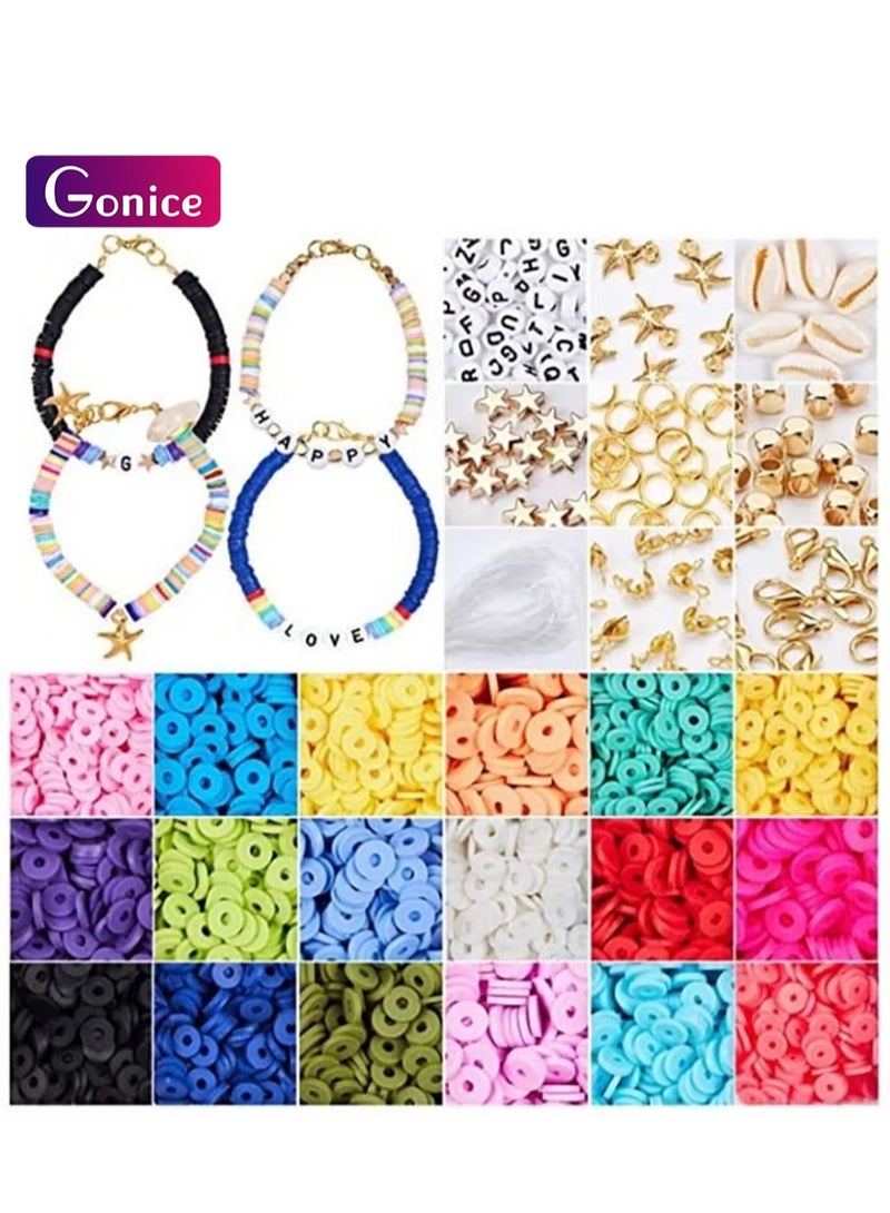 جونيس الخرز الزجاجي الخرز الطيني للمجوهرات صنع كيت ، سوار صنع كيت مع وجه مبتسم خرز رسالة الخرز سحر المعلقات ، خرزة لوازم الفن الحرفية مجموعة للفتيات الأطفال DIY هدية مصنوعة يدويا - Image 1