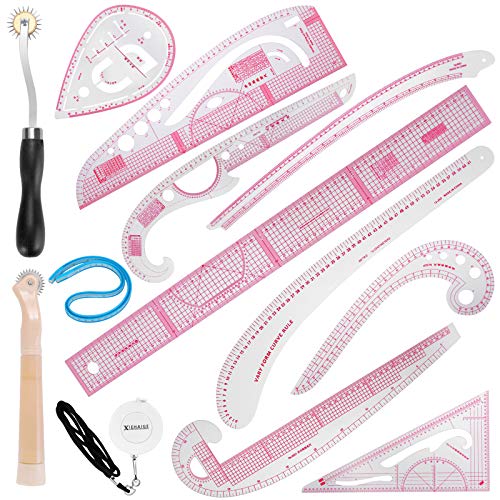 EXTCCT 13PCS Styling Sewing French Curve Ruler Set, Dress Makers Rulers Clear Sewing Tailors Pattern Making Ruler for Fashion Design and Guides - Image 1