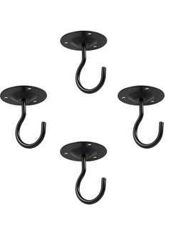 SYOSI Ceiling Hooks,Premium Heavy Duty Metal Hangers, Wall Mount Hangers for Hanging Bird Feeders, Planters, Lanterns, Artworks, String Lights, Wind Chimes, Baskets, 4PCS Black  - Image 1