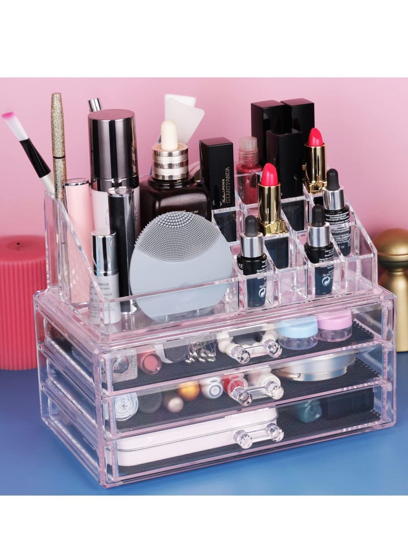 Generic - Cosmetic Storage Box with 3 Drawers, Makeup Drawer Organizer, Clear Cosmetic Storage Organizer, Acrylic Makeup Storage, Stackable Skin Care Cosmetic Display Case Make up Stands - Image 1