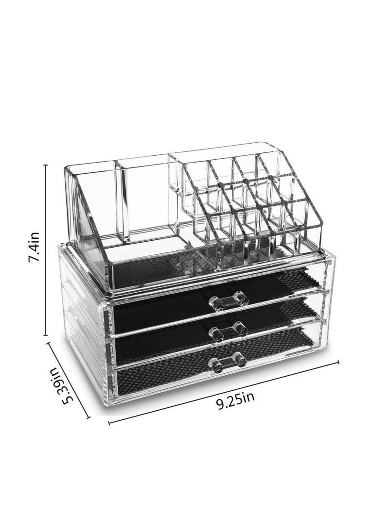 Generic - Cosmetic Storage Box with 3 Drawers, Makeup Drawer Organizer, Clear Cosmetic Storage Organizer, Acrylic Makeup Storage, Stackable Skin Care Cosmetic Display Case Make up Stands - Image 1