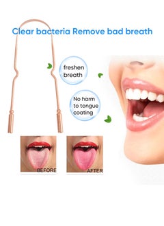 Bukela Copper Tongue Scraper (2 Pack), Tongue Cleaner for Reduce Bad Breath, Tongue Scrapers for Adults & Kids, 100% Copper Metal Tongue Scraper Set for Oral Care & Easy to Use (round-bead)  - Image 2