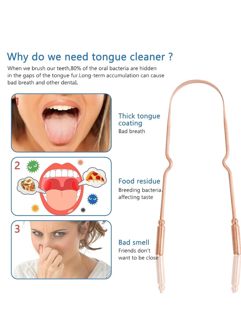 Bukela - Copper Tongue Scraper (2 Pack), Tongue Cleaner for Reduce Bad Breath, Tongue Scrapers for Adults & Kids, 100% Copper Metal Tongue Scraper Set for Oral Care & Easy to Use (round-bead) - Image 1
