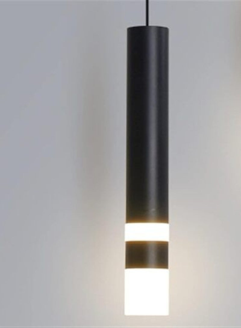 HIGH STAR Long Cylindrical Pendant Chandelier, Black Tube, 7 Watts, Yellow LED Lighting - Image 3