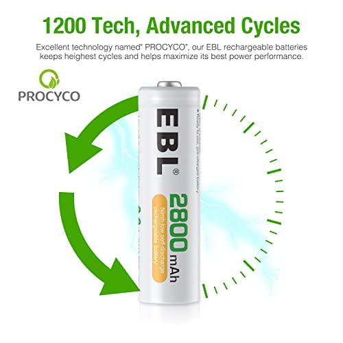 EBL 20-Counts AA Rechargeable Batteries 2,800mAh High Capacity AA Batteries - Image 4