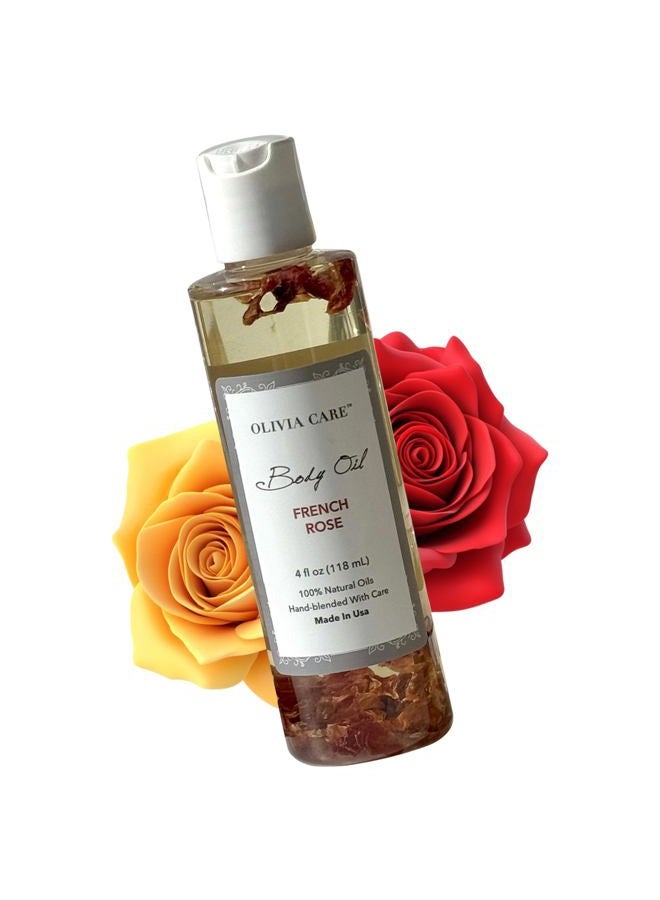 Olivia Care زيت الجسم - زيت عطر طبيعي للنساء | زيت مرطب ومغذي بعد الاستحمام - مدعم بفيتامين E و K وأحماض أوميغا الدهنية - يقلل من جفاف البشرة (وردة فرنسية) - Image 1