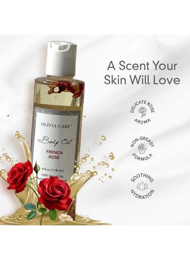 Olivia Care زيت الجسم - زيت عطر طبيعي للنساء | زيت مرطب ومغذي بعد الاستحمام - مدعم بفيتامين E و K وأحماض أوميغا الدهنية - يقلل من جفاف البشرة (وردة فرنسية) - Image 3