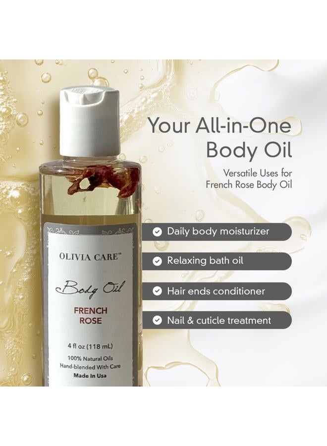 Olivia Care زيت الجسم - زيت عطر طبيعي للنساء | زيت مرطب ومغذي بعد الاستحمام - مدعم بفيتامين E و K وأحماض أوميغا الدهنية - يقلل من جفاف البشرة (وردة فرنسية) - Image 5