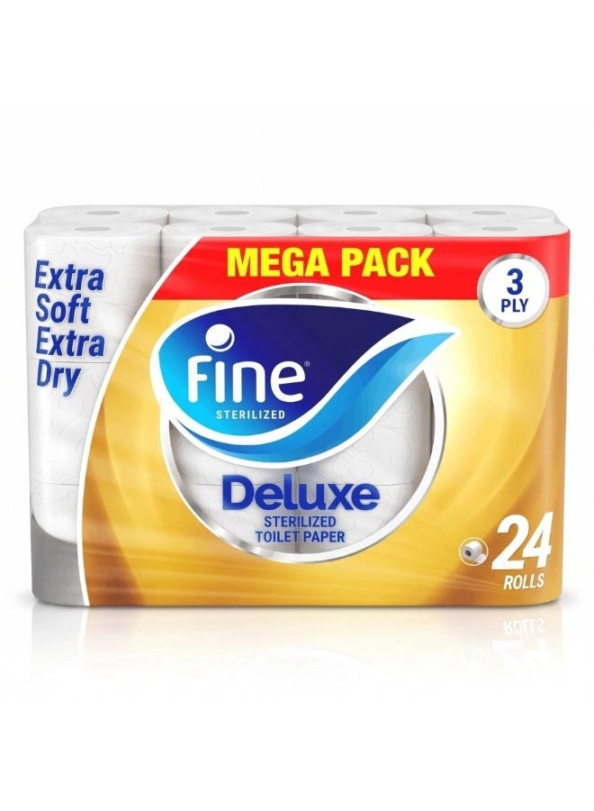 Fine 3Ply Delux Sterilized Toilet Paper Roll  -8pcs