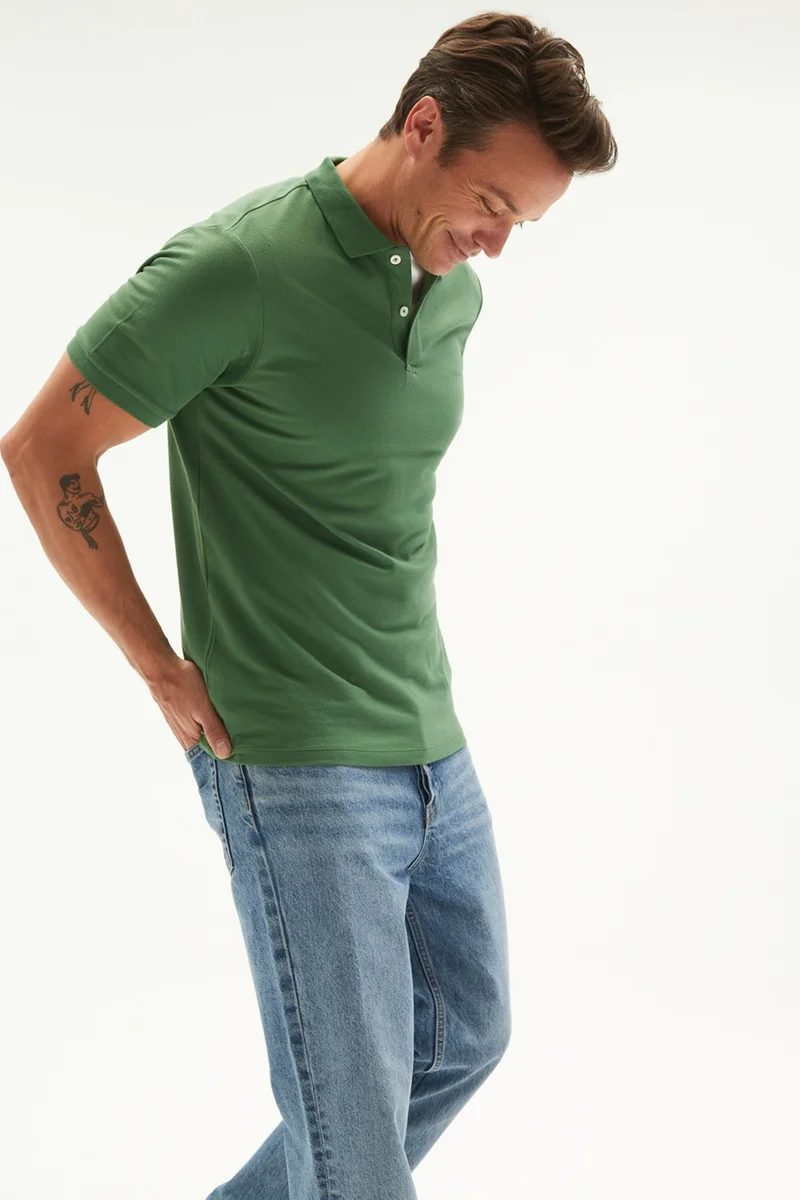 JUNE Men's Casual 100% Cotton Basic Polo Neck T-Shirt