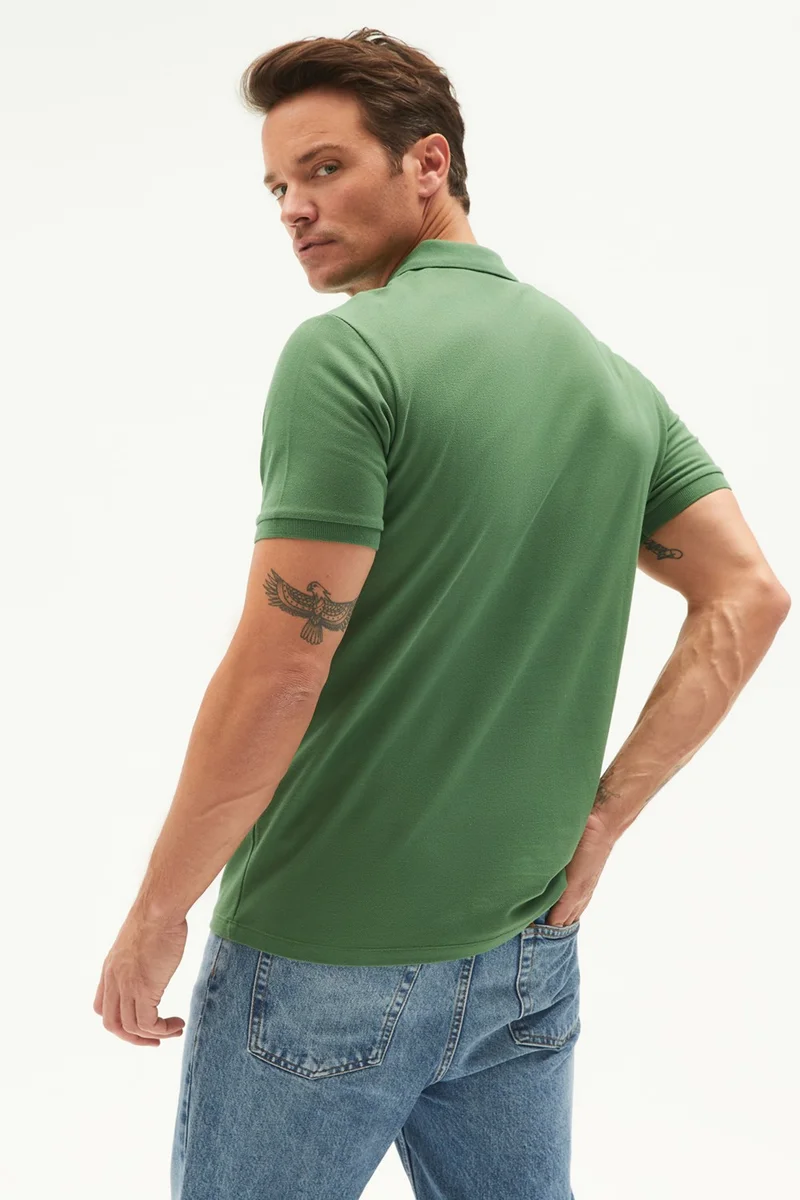 JUNE Men's Casual 100% Cotton Basic Polo Neck T-Shirt