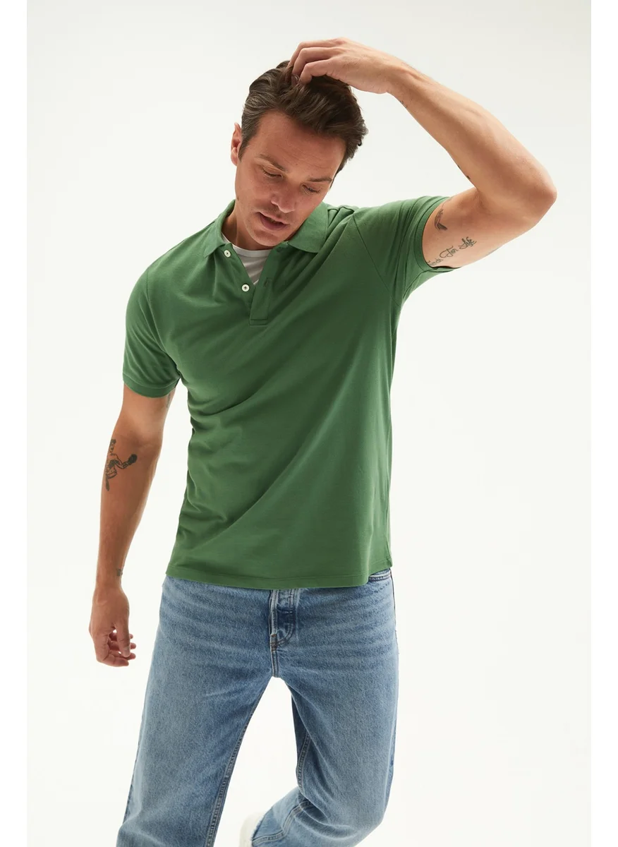 JUNE Men's Casual 100% Cotton Basic Polo Neck T-Shirt