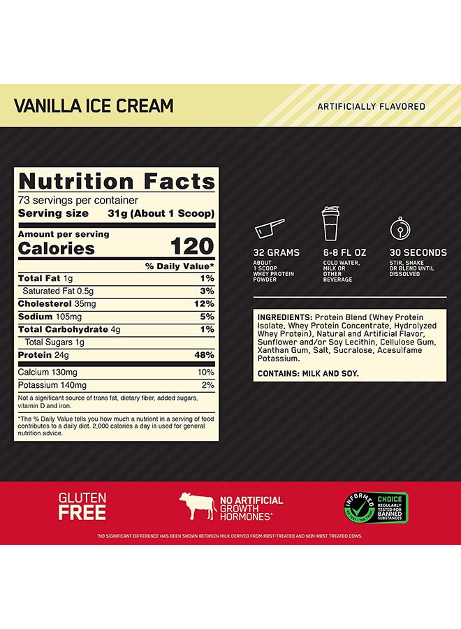 Optimum Nutrition Gold Standard Whey Protein - Vanilla Ice Cream - 2.27 Kg - Image 3