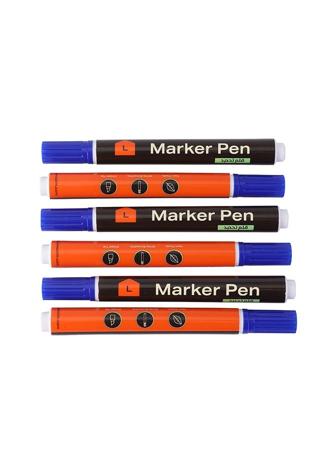 LAWAZIM Marker Pen -12 Piece Blue- Non-Toxic Washable Ink Chisel Tip Permanent Markers for Art Crafts Stationary Office School Projects Industrial Use - for Cardboard Fabric Metal Wood Glass Ceramic  - Image 3