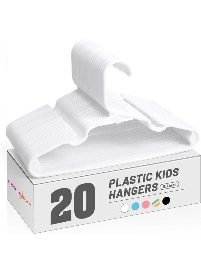 HOUSE DAY Kids Hangers 20 Pack, Premium White Baby Hangers for Closet Slim Plastic Hangers Cute Infant Hangers, Durable Kids Clothes Hanger, Toddler Hangers, Childrens Hangers Baby Hangers for Nursery - Image 1