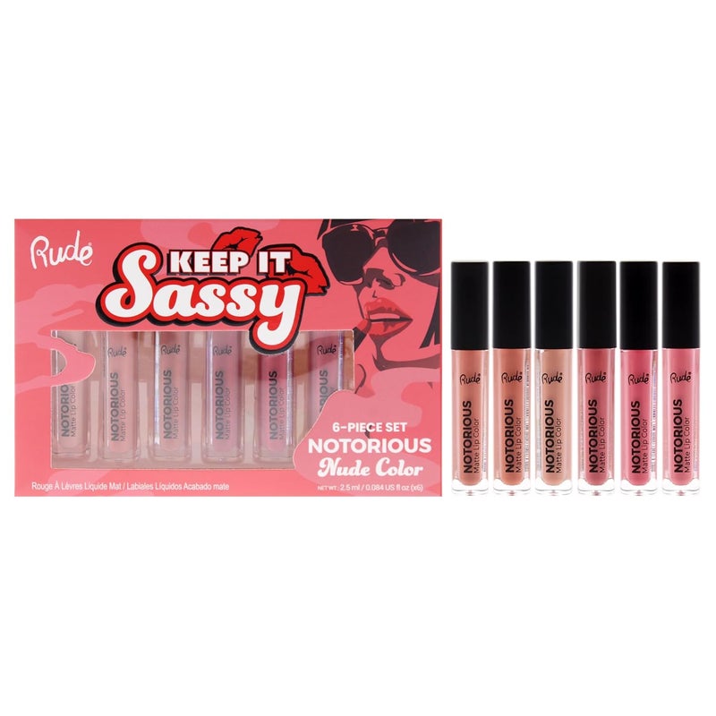 Rude Cosmetics Keep it Sassy Notorious Set - Nude for Women - 6 Pc