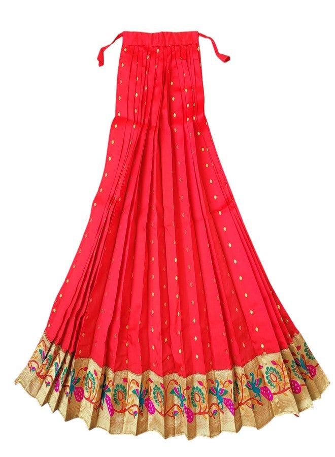 PUNYATVA Gudhi Vastra for Gudhi Padwa Festival (Paithani, Red) | Traditional Maharashtrian Gudi Cover Saree Cloth for GudiPadva | Readymade Ugadi & GudhiPadawa Decoration Pooja Décor - Image 1