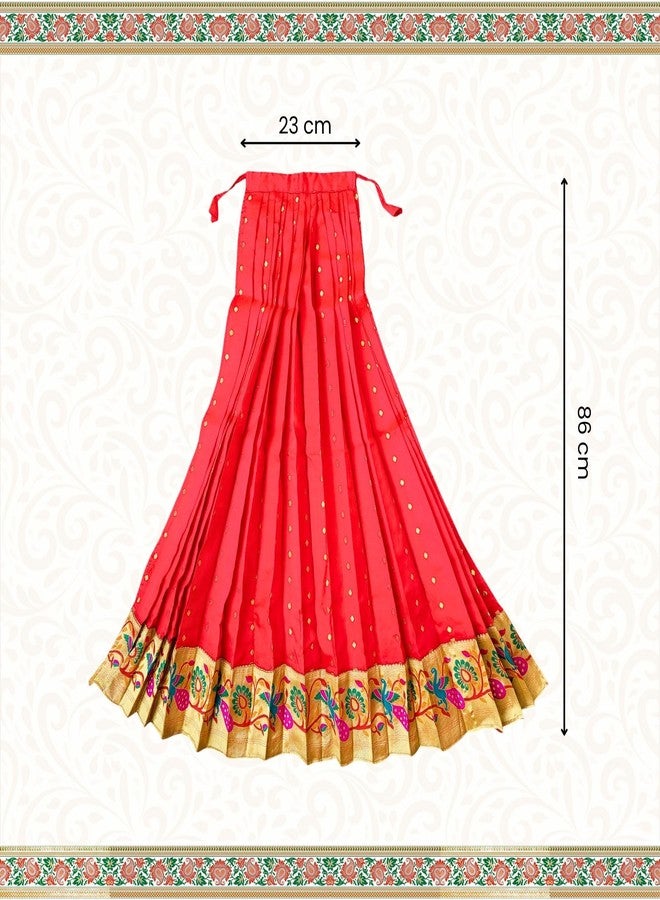PUNYATVA Gudhi Vastra for Gudhi Padwa Festival (Paithani, Red) | Traditional Maharashtrian Gudi Cover Saree Cloth for GudiPadva | Readymade Ugadi & GudhiPadawa Decoration Pooja Décor - Image 5
