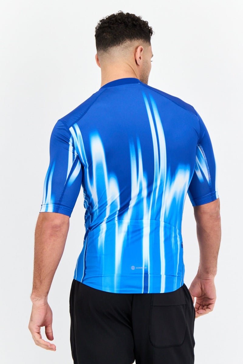 Adidas Men Sportswear Fit Short Sleeves Cycling Jersey, Blue - Image 4