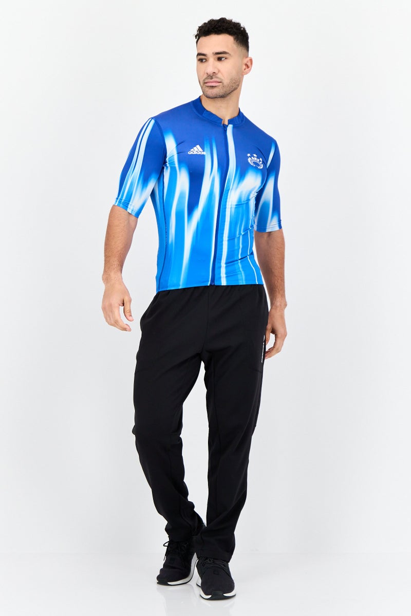 Adidas Men Sportswear Fit Short Sleeves Cycling Jersey, Blue - Image 3