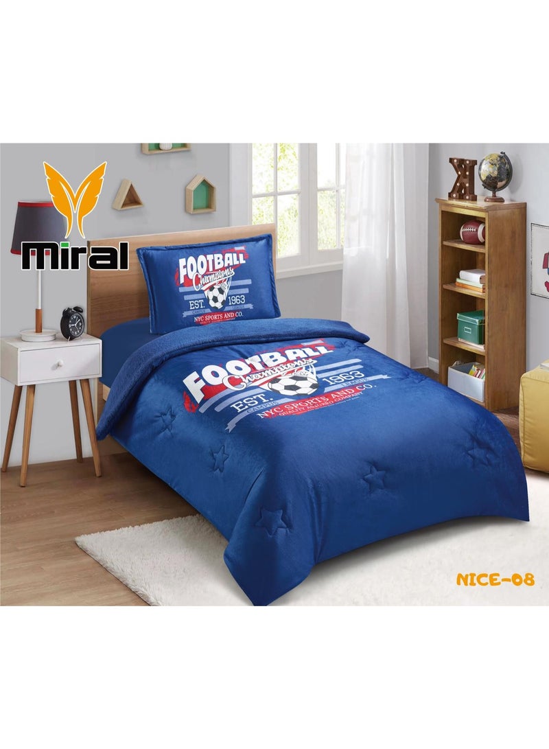 Miral Luxury Winter Comforter Set, Soft Velvet Face & Warm Fur Face, 3 Pcs - Cartoon Prints - Duvet Size 160x210 cm - Image 1