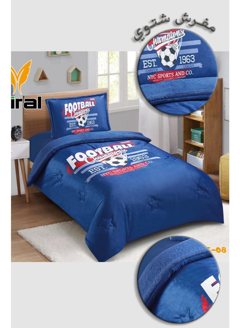 Miral Luxury Winter Comforter Set, Soft Velvet Face & Warm Fur Face, 3 Pcs - Cartoon Prints - Duvet Size 160x210 cm - Image 3