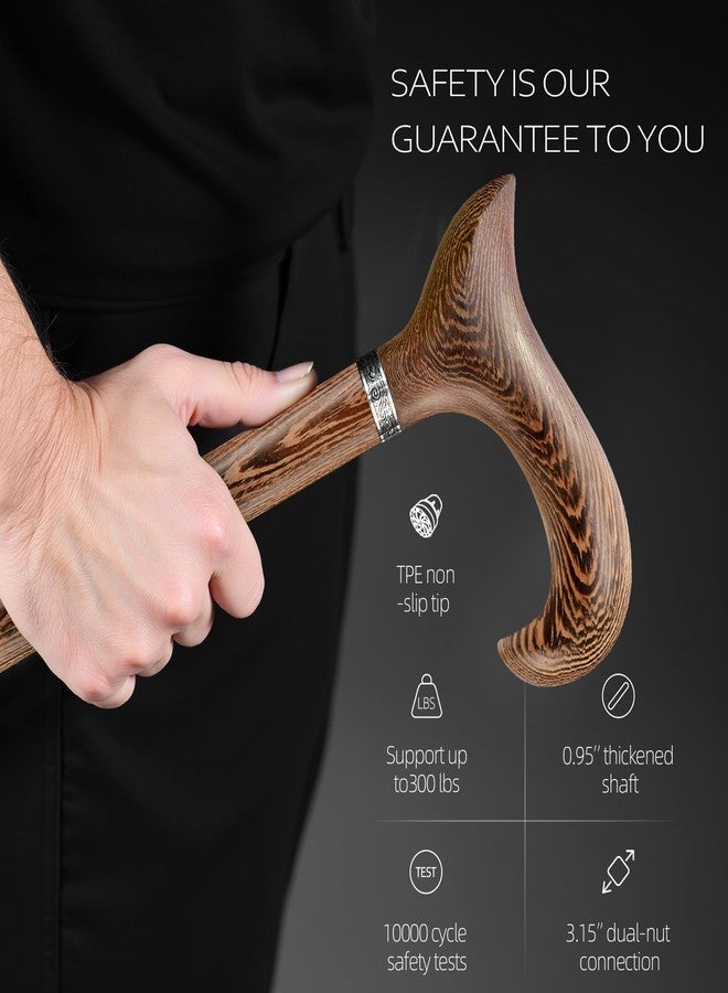 ispuoocti Walking Cane, Available in Multiple Inches Wooden Cane Support up to 300 Lbs, Suitable for Fancy Wooden Walking Cane for Men and Women with Extreme Demands (Brown, 38 inches) - Image 5