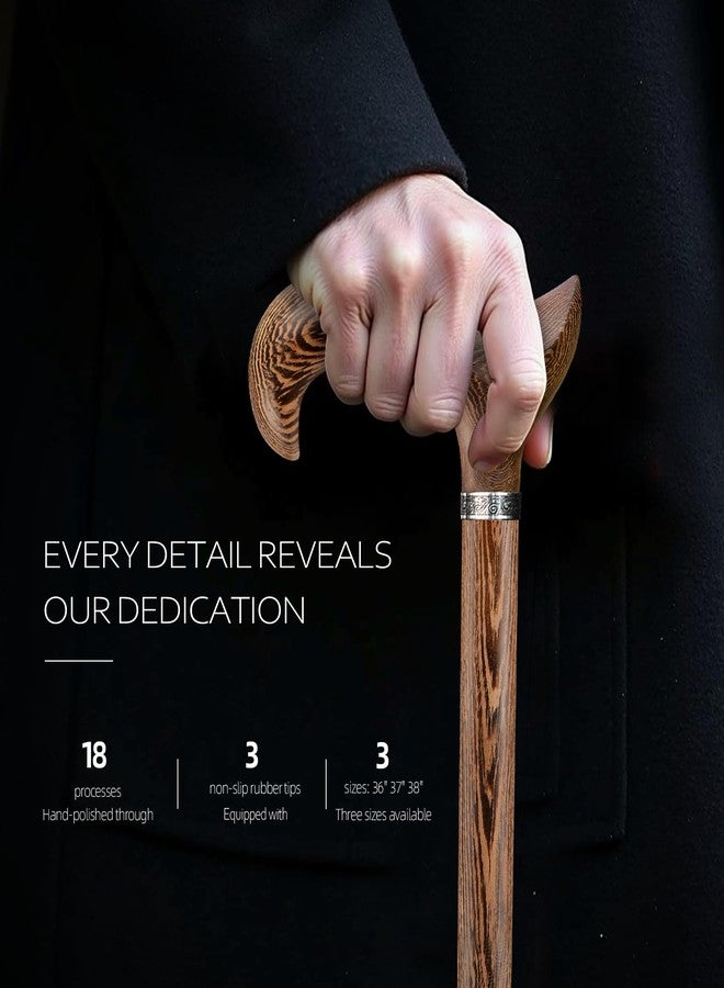 ispuoocti Walking Cane, Available in Multiple Inches Wooden Cane Support up to 300 Lbs, Suitable for Fancy Wooden Walking Cane for Men and Women with Extreme Demands (Brown, 38 inches) - Image 4