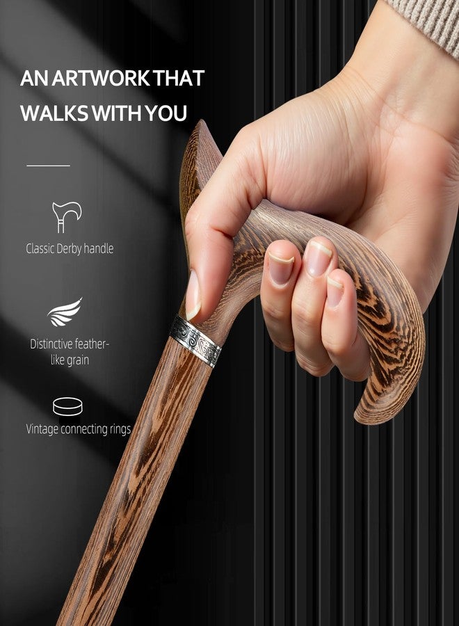 ispuoocti Walking Cane, Available in Multiple Inches Wooden Cane Support up to 300 Lbs, Suitable for Fancy Wooden Walking Cane for Men and Women with Extreme Demands (Brown, 38 inches) - Image 2
