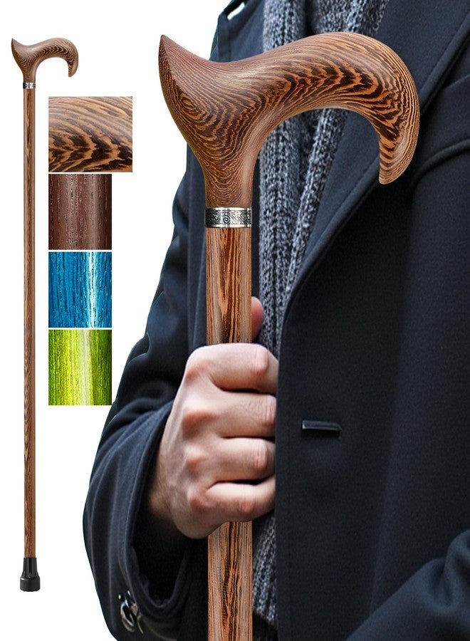 ispuoocti Walking Cane, Available in Multiple Inches Wooden Cane Support up to 300 Lbs, Suitable for Fancy Wooden Walking Cane for Men and Women with Extreme Demands (Brown, 38 inches) - Image 1