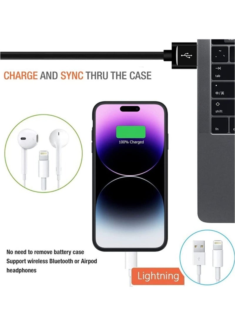 Slim Portable Charging Case with 4500mAh Rechargeable Battery Pack for iPhone 14 Pro (6.1 Inch) – Protective Black Battery Case Compatible with CarPlay, Lightweight External Power Bank Charger Case, Extended Battery Life with Full Device Protection - Image 3