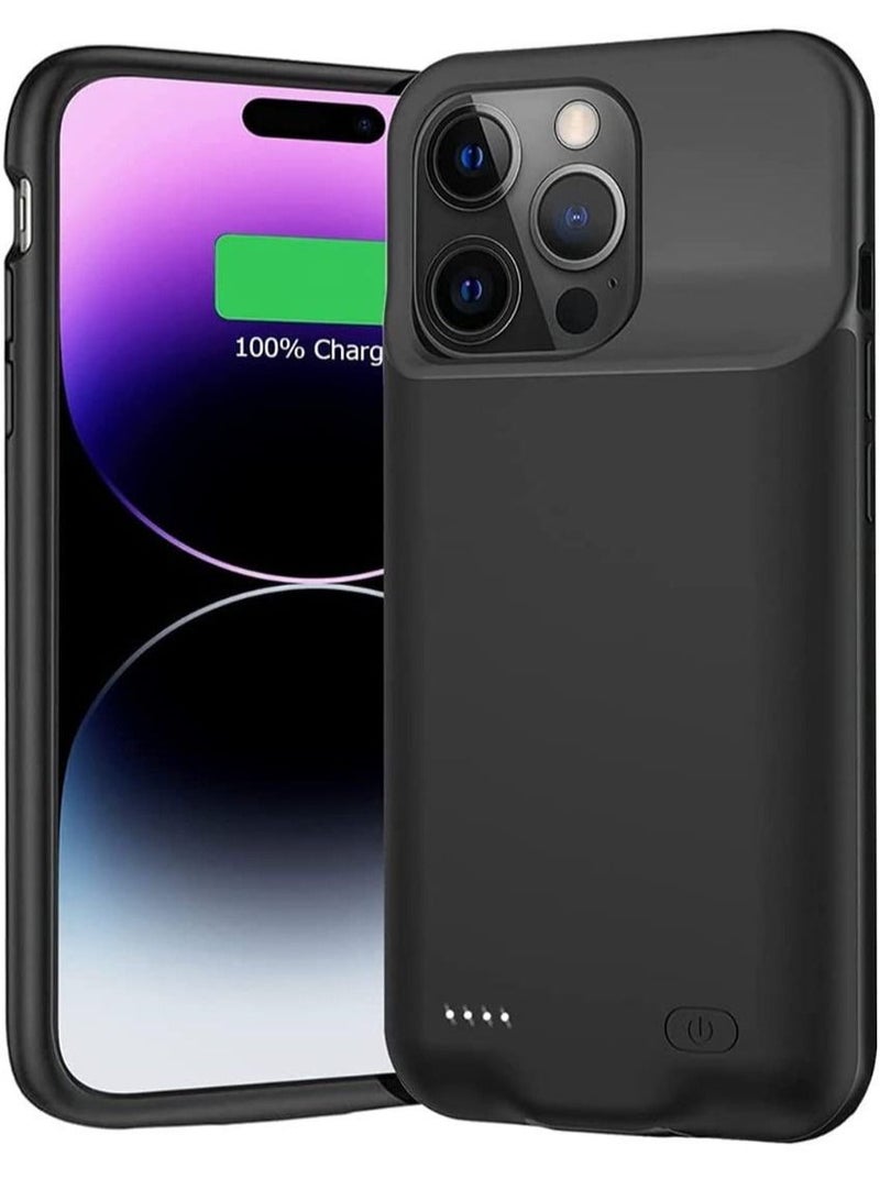 Slim Portable Charging Case with 4500mAh Rechargeable Battery Pack for iPhone 14 Pro (6.1 Inch) – Protective Black Battery Case Compatible with CarPlay, Lightweight External Power Bank Charger Case, Extended Battery Life with Full Device Protection - Image 1